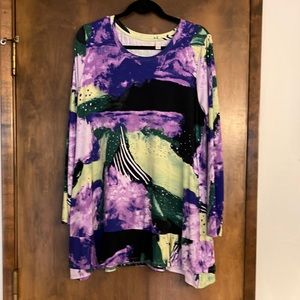 LOGO by Lori Goldstein XL Subtle Ruffle bottom Never Worn Great drape Tunic